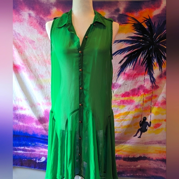 Beautiful green see through dress. No brand. Size M/L.  NWOT - Picture 1 of 4